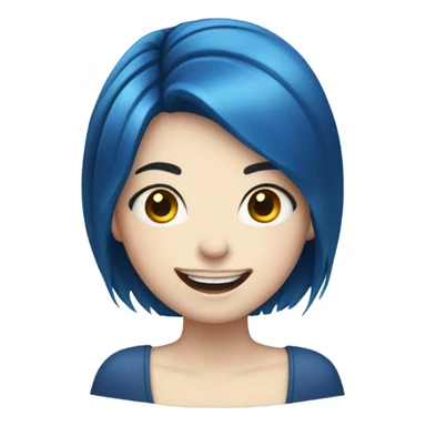 pale girl with braces and dark blue hair sticker