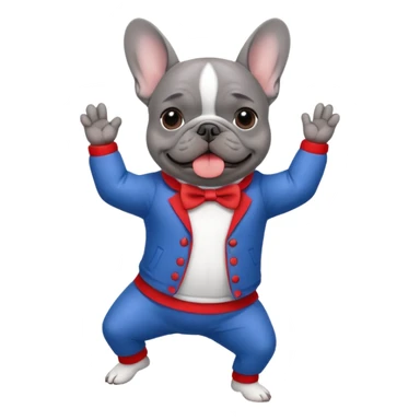 Gray Frenchie Memorial Day dancing sticker