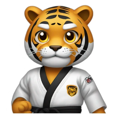 Tiger with evil face  jiu-jitsu black belt with his arms crossed sticker