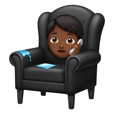 a phone in a chair looking sad and crying sticker