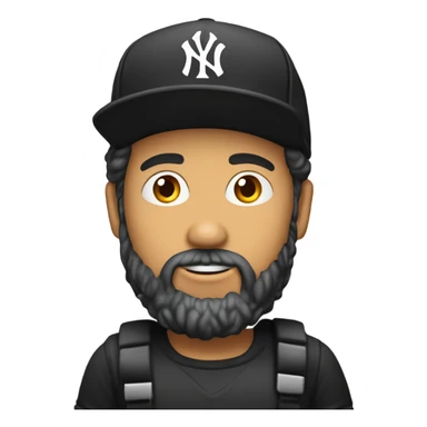 Homme blanc / cheveux courts noir / barbe courte / casquette noir yankees noir / avec une bière sticker