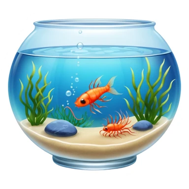 Fish Bowl Aquarium with a single Sea Monkey Atremia Shrimp in it sticker