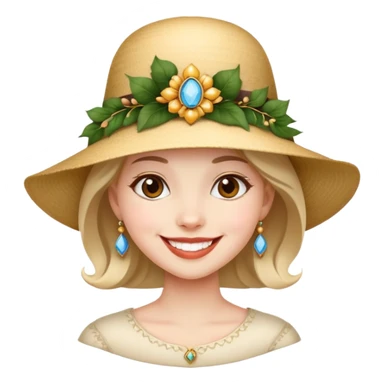 girl with a decorative, elegant hat, smiling sticker