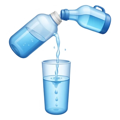 bottle of water being poured out into the air sticker