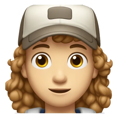 Teenager boy type italian, White skin, with baseball cap backwards with wavy brown hair (Which go down behind to the nape of the neck), Little bit dezoom sticker