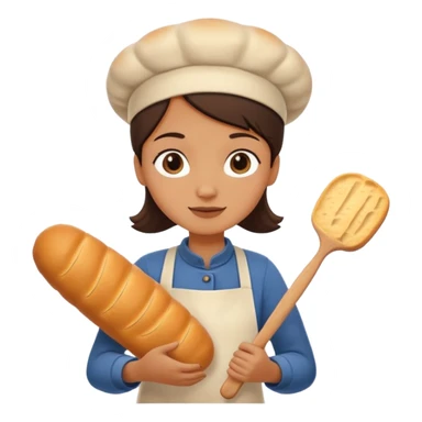 Baking humanless avatar in clean vibrant style illustration. Fresh bread and rolling pin, warm golden tones, simple shapes, flat design, high contrast, cozy and friendly. sticker