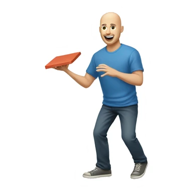 Bald Caucasian man tossing cornhole bag sticker