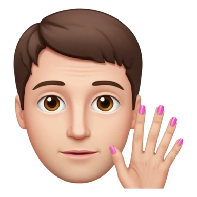 White man with short brown hair, long face, and pink nails like this 💅  sticker