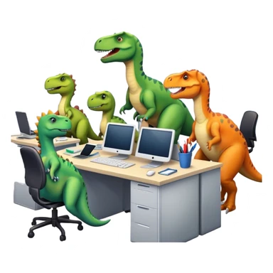 dinosaurs working in an office sticker