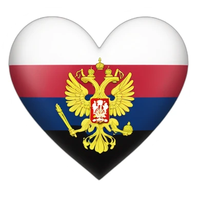 russian empire flag (black yellow white colors) in heart like IOS emoji sticker