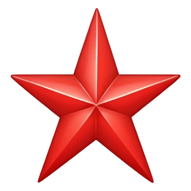 a twelve point star with slightly rounded borders, red sticker