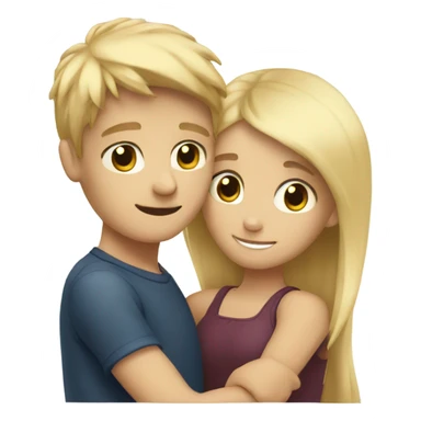 Blonde boy hugging brunette girl sticker