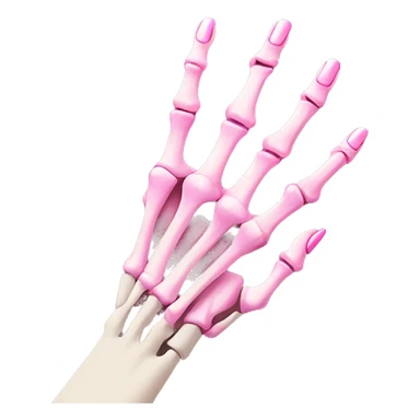 Skeleton hand 5 fingers with pink polish nails minimalistic  sticker