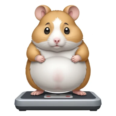 fat hamster pregnant belly stepping on a broken scale looking guilty sticker