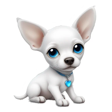 White Chihuahua puppy with blue eyes  sticker
