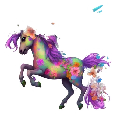 Trippy patchwork Zombie Pegasus unicorn psychedelic flowers floral groovy art neon rave raving sticker