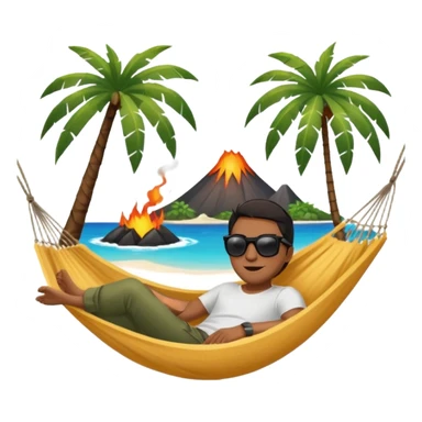 palm tree with hammock in Volcano Island sticker