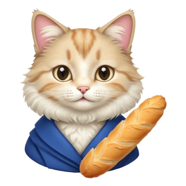 French cat with baguette  sticker