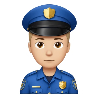 Police man wearing Blue uniform without hat or cap sticker