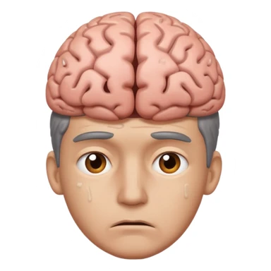 a worried man that dont know what to do and with the brain out of your opened head sticker