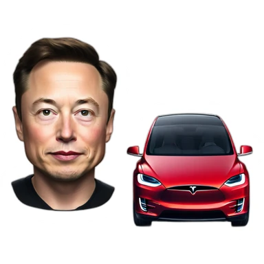 Elon Musk with a Tesla Model X sticker