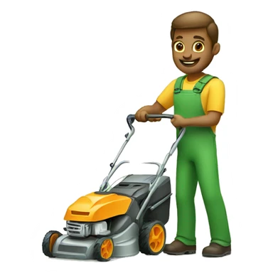 Guy mowing lawn with lawnmover sticker