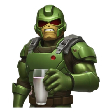oldschool doomguy drinking wine sticker
