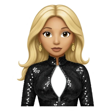 Tamar Braxton with long blonde hair, black sequin outfit sticker