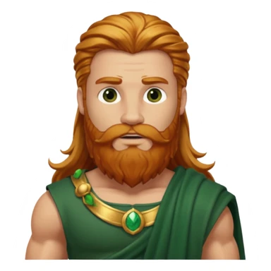 Hercules, God of Heroes from Gods and Goddesses with long reddish blonde hair and beard, gold and dark green outfit sticker