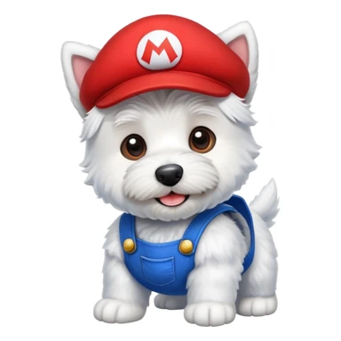 Whest Highland White Terrier dressed as mario sticker