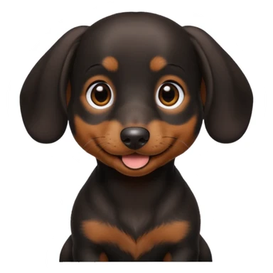 Black miniature Daschund puppy looking happy sticker