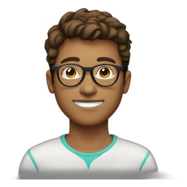 Young men brown hair with circle glasses sticker