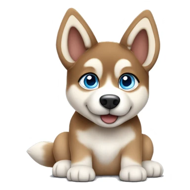  Caramel Frappe Brown husky puppy sitting head tilted gazing at viewer with blue eyes sticker