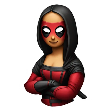 Mona Lisa wearing Deadpool mask sticker