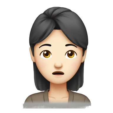 Headache, middle-aged Korean woman in her 40s, with only one hand on her head, painful face, black hair sticker