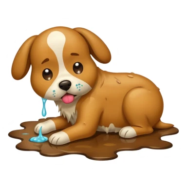 the dog is vomiting on the floor sticker
