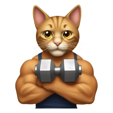 A muscular cat lifting dumbbells sticker