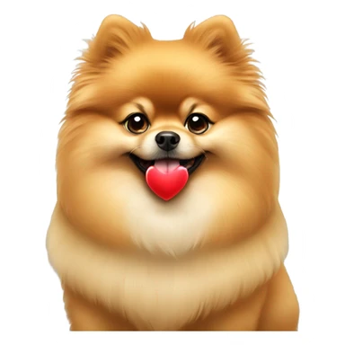 Pomeranian with a heart sticker