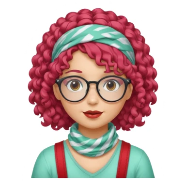 girl with curly  peppermint hair and bandana and glassess sticker