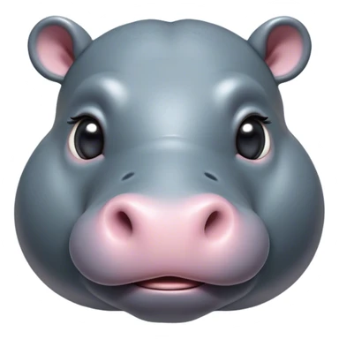 Cinematic Cute Hippo Portrait Emoji, Head tilted playfully and inquisitively, featuring a glossy slate-gray hide with a gentle sheen and round, sparkling eyes filled with curious charm, Simplified yet irresistibly adorable features, highly detailed, glowing with a warm, friendly glow, high shine, affectionate and serene, stylized with a touch of aquatic whimsy, bright and endearing, soft glowing outline, capturing the essence of a mischievous yet loving hippo, so playful it feels like it could splash out of the screen and into your arms! sticker