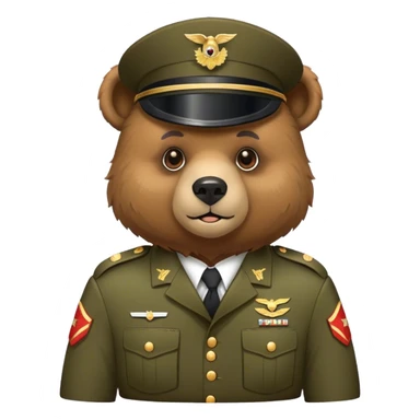 A bear in a military uniform sticker