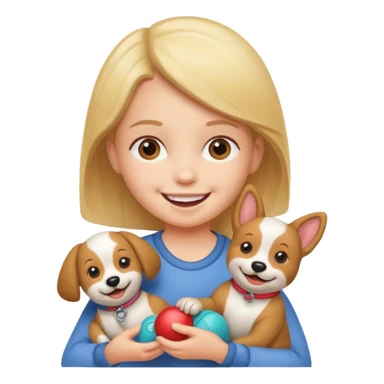 child with dog toy sticker