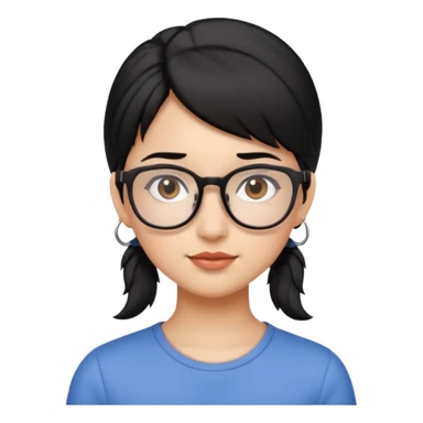 Ragazza con i capelli corti neri con una mezza coda con gli occhiali e gli occhi marroni sticker