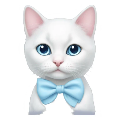 White cat light pink bow light blue eyes  sticker