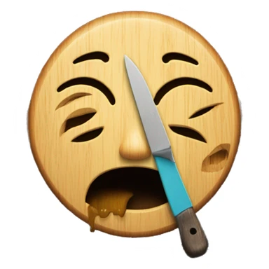 a crying emoji made of wood being cut in half sticker