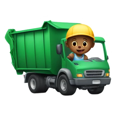 Baby driving garbage truck sticker