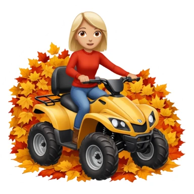 Girl driving a four wheeler through a pile of fall leaves sticker