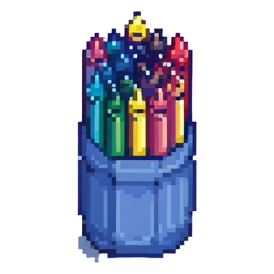 Eleven blue crayons arranged in various positions sticker