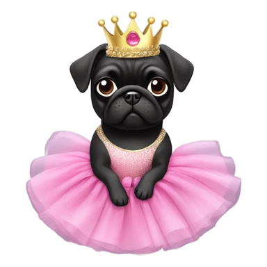 Black pug as a princess in pink tutu dress sticker