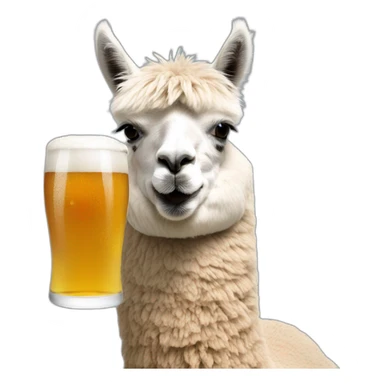 An alpaca drinking beer  sticker